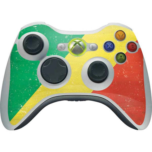 Republic of the Congo Flag Distressed Xbox 360 Wireless Controller Skin
